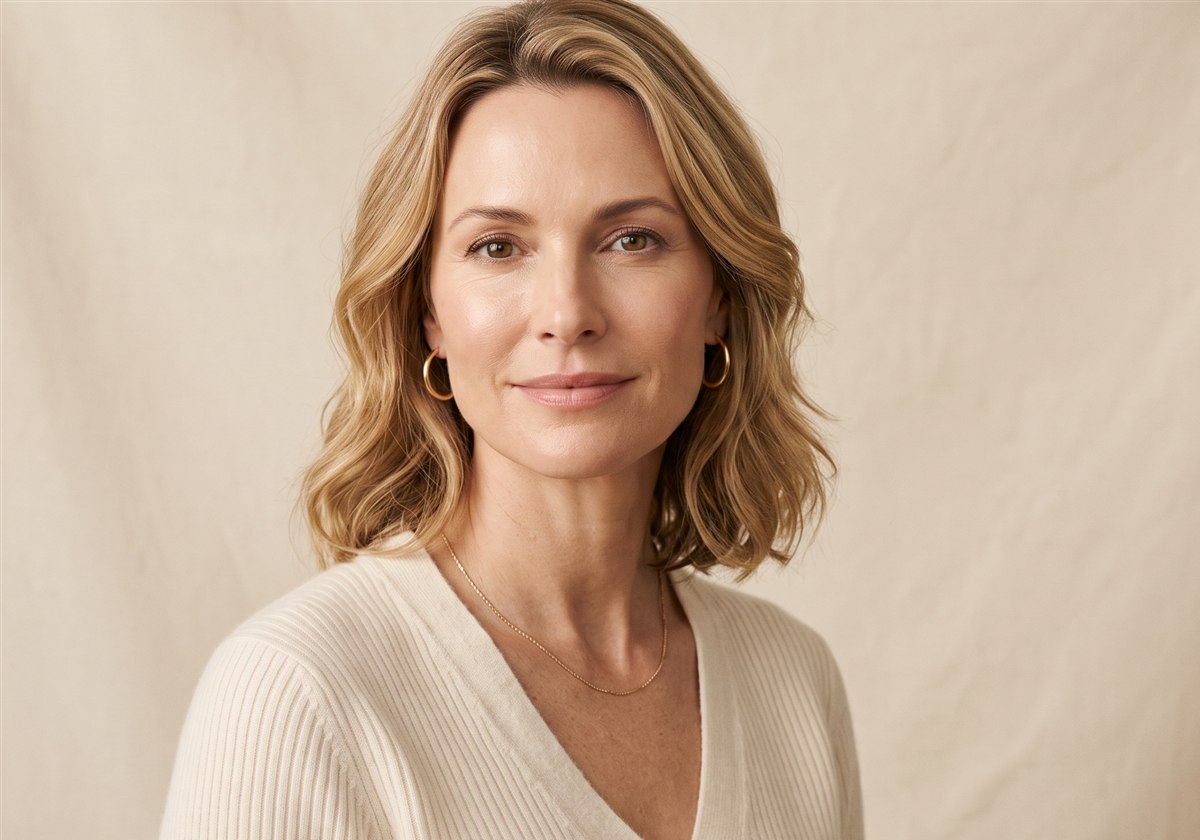 Fresh, naturally youthful woman in her early 40s with a defined jawline — mini deep plane facelift by Dr. Paulo Michels, Abu Dhabi